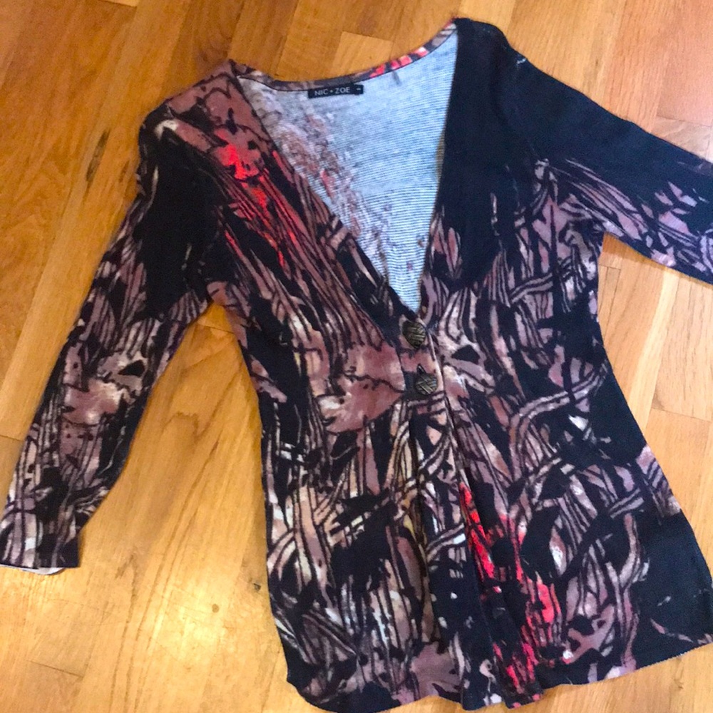NIC & ZOE patterned cardigan. Size S.